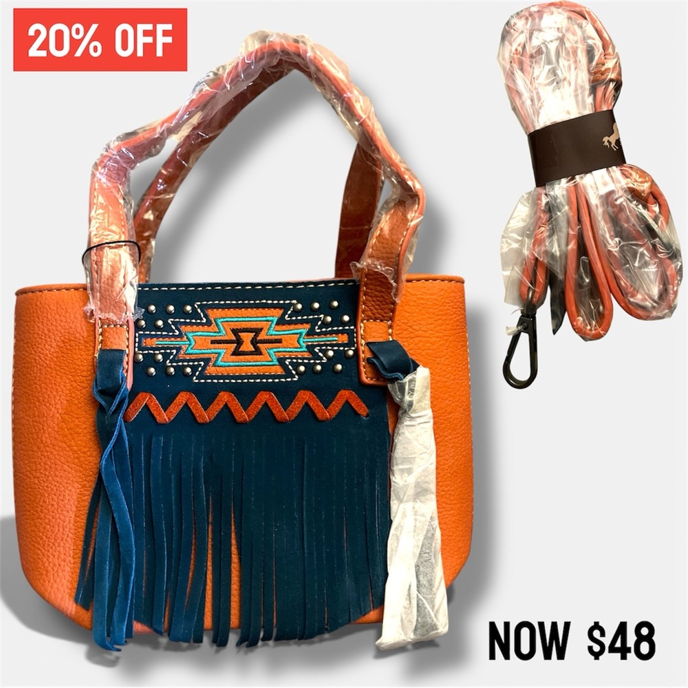 Montana West - Orange and Blue Fringe Women's Bag